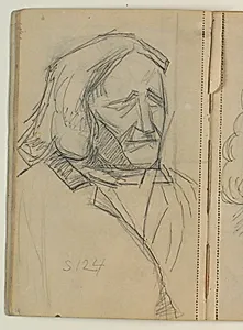 Studie af Thorvaldsen efter A.C.T. Neubourgs daguerrotypi fra 1840 by Niels Larsen Stevns
