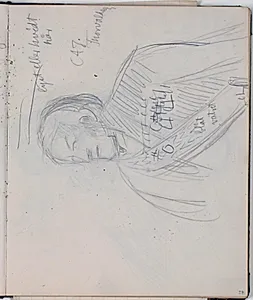 Studie af Thorvaldsen efter maleri af C. A. Jensen. Farveangivelser by Niels Larsen Stevns
