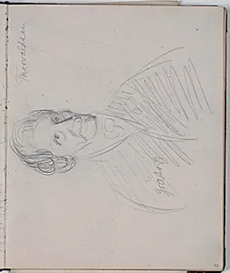 Studie af Thorvaldsen efter maleri. Farveangivelser by Niels Larsen Stevns