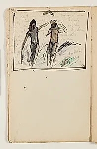 Studie af to stående figurer, næsten identiske med figurer i kunstnerens maleri "Elskov, opus I", 1915 by J.A. Jerichau (II)