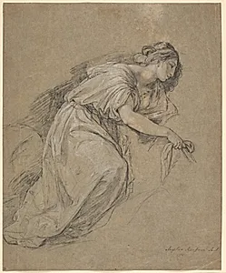 Studie af ung foroverbøjet kvinde by Angelica Kauffmann