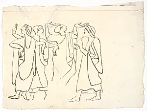 Studie efter antikt relief med fløjtespil og dans, i museet i Palermo by L.A. Ring