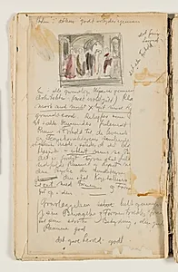 Studie efter Raphaels "Skolen i Athen", Vatikanet. Desuden kommentarer til samme billede samt til "Gravlæggelsen", formentlig maleriet med samme motiv af Jerichau selv by J.A. Jerichau (II)