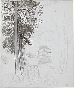 Studie til "Bøgeskov i Maj". by P.C. Skovgaard