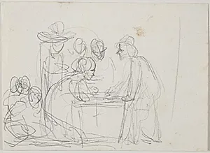 Studie til "Brevskriveren og Pigen" by Ernst Meyer