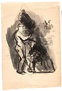 Studie til "Dædalus og Ikarus" by Oluf Hartmann