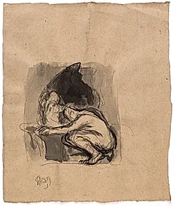 Studie til "Dædalus og Ikarus" by Oluf Hartmann