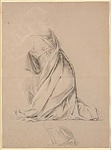 Studie til den knælende figur, der symboliserer Holsten på Christian I-billedet til Christiansborg by Nicolai Abildgaard