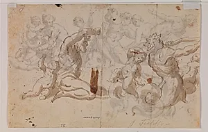 Studie til en triton med to putti og studie til Neptun med en putto