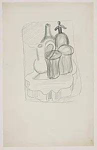 Studie til opstilling med flaske og sifon, kaldet "drukkenskab" by Vilhelm Lundstrøm