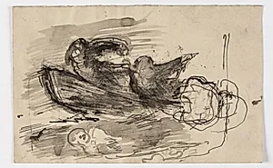 Studie til "Psyke føres over Styx" (?) by Oluf Hartmann