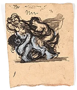 Studie til "To kvinder slås om en mand" by Oluf Hartmann