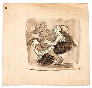 Studie til "To kvinder slås om en mand" by Oluf Hartmann