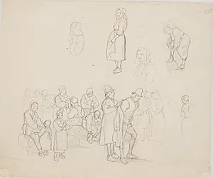 Studieblad med Dalarfolk by Wilhelm Marstrand