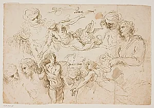 Studieblad med figurer by Jacopo Palma (il Giovane)