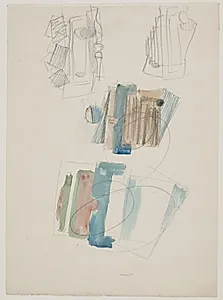 Studieblad med kubistisk komposition by Vilhelm Lundstrøm