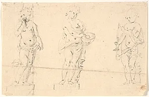 Studieblad med tre putti by Marcus Tuscher