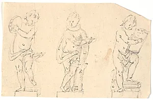 Studieblad med tre putti by Marcus Tuscher