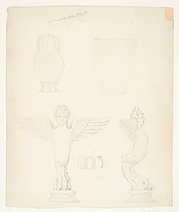Studieblad med vaser og sirener by Johanne Bindesbøll