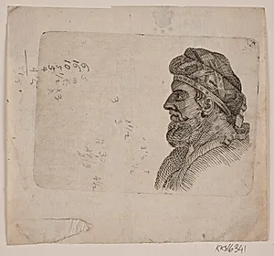 Studiehoved af gammel mand i profil by Gerhard Ludvig Lahde