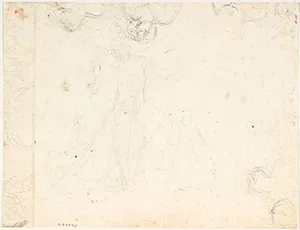 Studiehoved og skitse af en ung mand og kvinde by C.G. Kratzenstein Stub