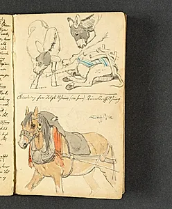 Studier af æsler og en forspændt hest by Johan Thomas Lundbye