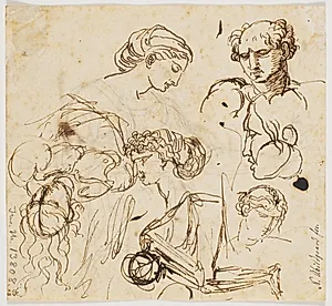 Studier af ansigter by Nicolai Abildgaard