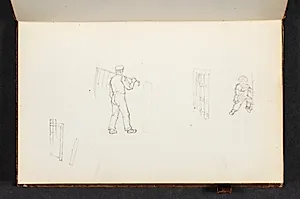 Studier af en bondemand med le set bagfra og et barn by Christen Købke