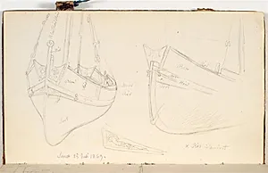 Studier af en lille sejlbåd by P.C. Skovgaard