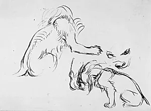 Studier af en løve by Eugène Delacroix