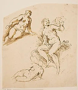 Studier af en siddende og to halvtliggende kvinder by Jacopo Palma (il Giovane)