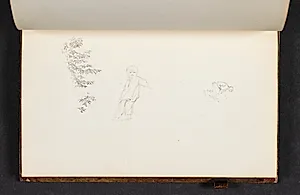 Studier af et buskads, et barn og en siddende kvinde by Christen Købke