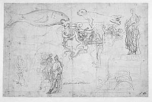 Studier af figurer, dyr og arkitektur by Francesco Solimena