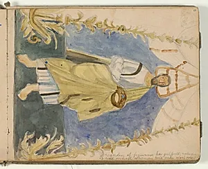 Studier af figurer fra vægdekoration (italiensk). Notat by Niels Larsen Stevns