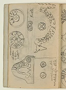 Studier af forskellig gravmæleornamentik. Notater by Niels Larsen Stevns
