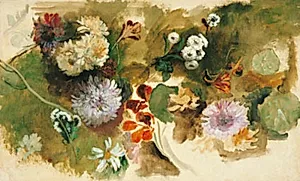 Studier af forskellige blomster by Narcisse Virgile Diaz de la Peña