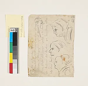 Studier af hoveder samt notat by Isakson, Karl