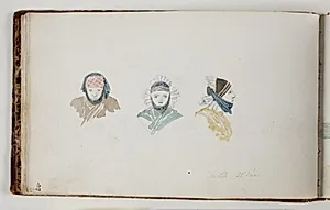 Studier af hovedtøjer til folkedragter by Martinus Rørbye