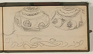Studier af krukker, med farveangivelser by Niels Larsen Stevns