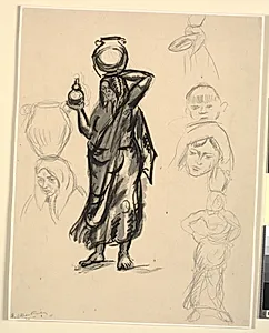 Studier af kvinde, der bærer vand. Portugal by Emile Othon Friesz