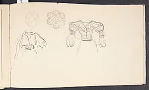 Studier af kvindedragt og dragtspænder by Agnes Slott-Møller