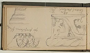 Studier af ornamenter og rammeprofiler, samt notater by Niels Larsen Stevns