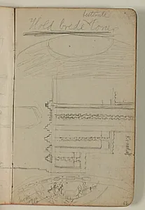 Studier af ornamentik, muligvis efter kalkmaleri. Notater bl.a. farveangivelser by Niels Larsen Stevns