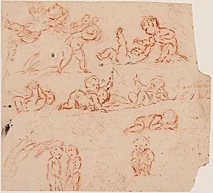 Studier til legende putti by Ubekendt