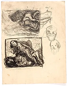 Studier til "Macbeth og heksene" og til "To kvinder slås om en mand" by Oluf Hartmann