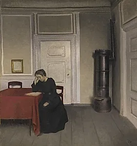 Stue i Strandgade med kunstnerens hustru by Vilhelm Hammershøi