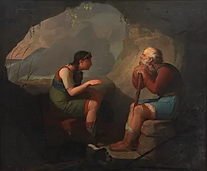 Sulmalla venter forgæves Cathmor hos den gamle digter Clonmal, for hvem den døde Cathmors ånd viser sig by C.F. Høyer