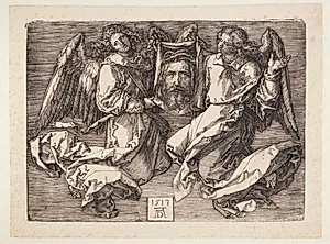 Svededugen, båret af to engle by Albrecht Dürer