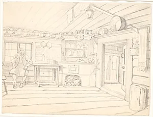 Svensk bondestue by Wilhelm Marstrand