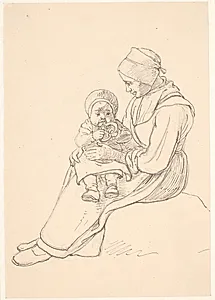 Svensk pige med et barn på skødet by Wilhelm Marstrand
